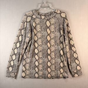 Loveapella Snakeskin Print Long Sleeve‎ Top Crew Neck Size Large